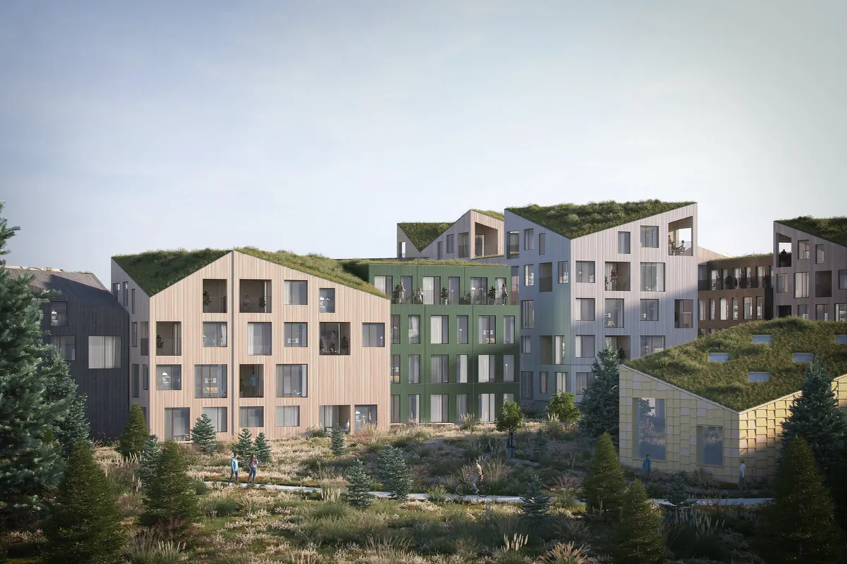 Rendering of the Reykjavik neighborhood competition proposal.